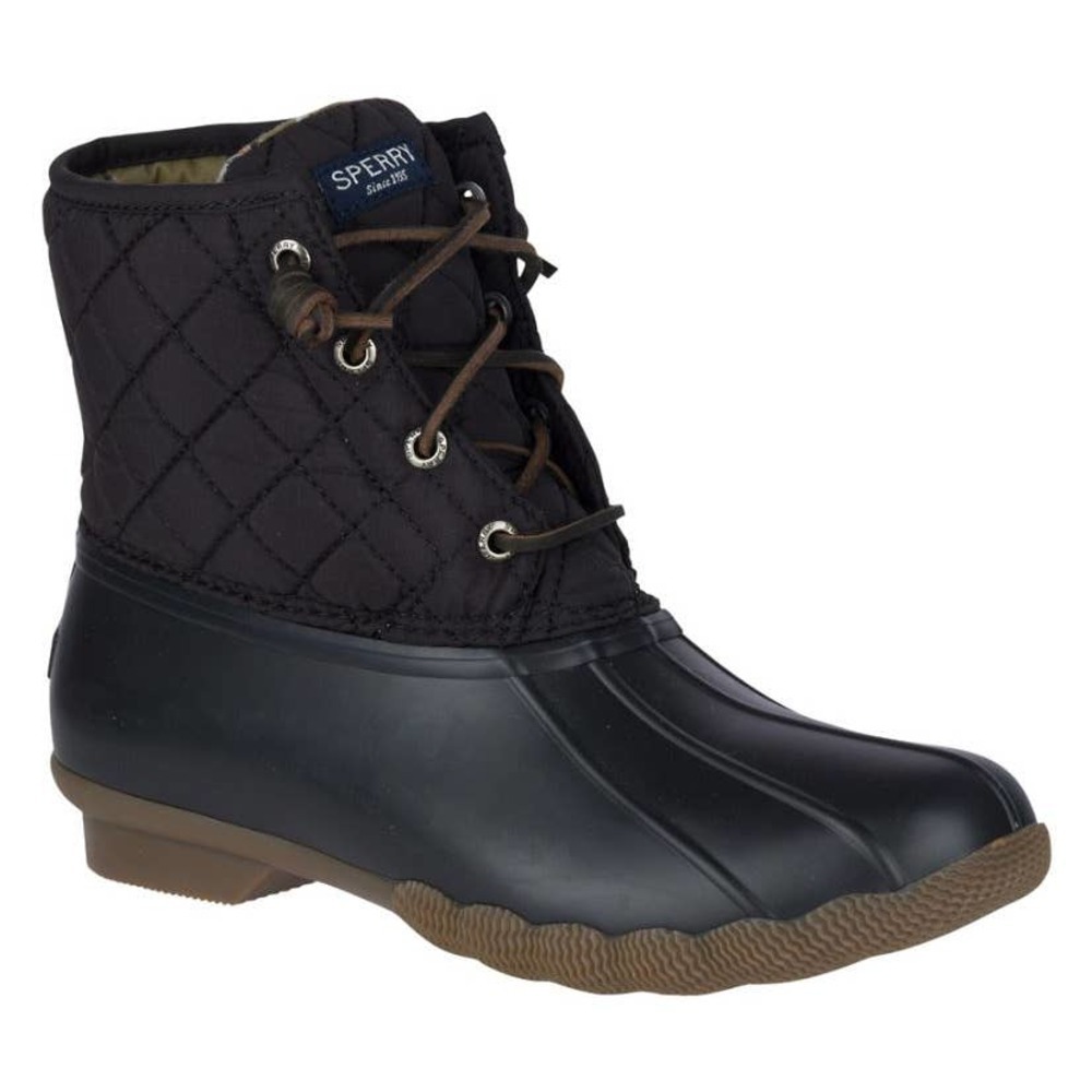 Sperry Saltwater Quilted Duck Boot Black Women's Size 5.5